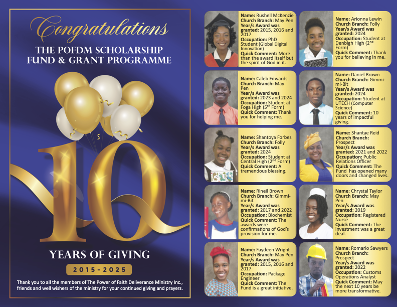 POFDM Scholarship Fund and Grant Programme awardees